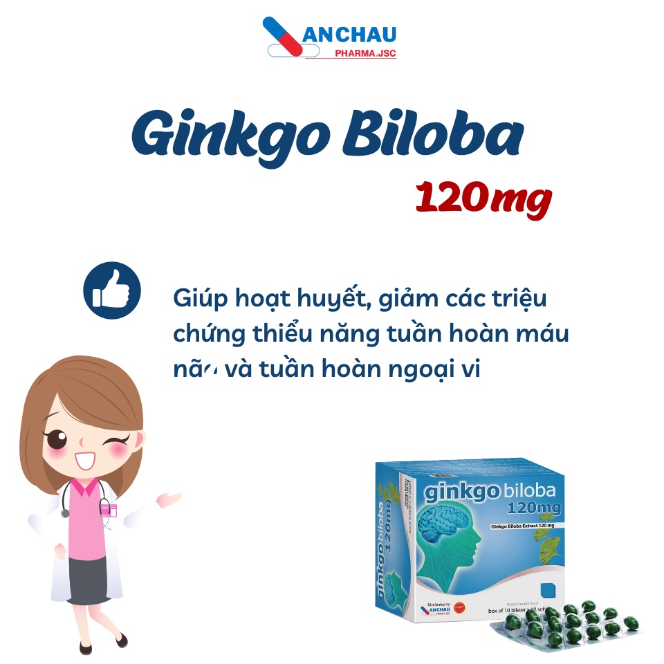 Viên Uống Bổ Não Gingko Biloba extract 120 mg Tăng Trí Nhớ Hiệu Quả -100 Viên