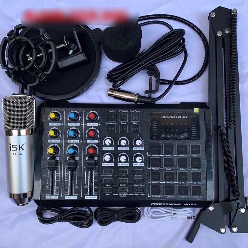 Chọn bộ hát Micro Thu Âm Karaoke Livestream MIC ISK AT350-CARD S8 kèm màng lọc chân kẹp bảo hành 12 tháng