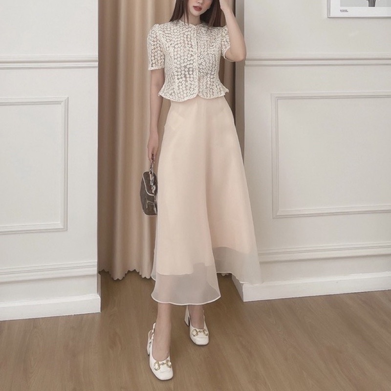Chân váy nữ dáng dài CHIFON SKIRT chân váy dài midi chữ A dáng xòe chất Oganza tơ ánh mềm mịn cobe.official