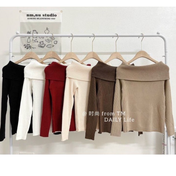 Áo len trễ vai hàng QC