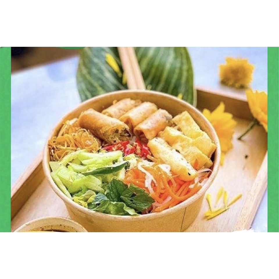 50 Tô giấy kraft chịu nhiệt cao đựng bánh bông lan trứng muối, cơm, bánh, hủ tíu, phở, sữa chua, bánh tráng,750ml 1000ml