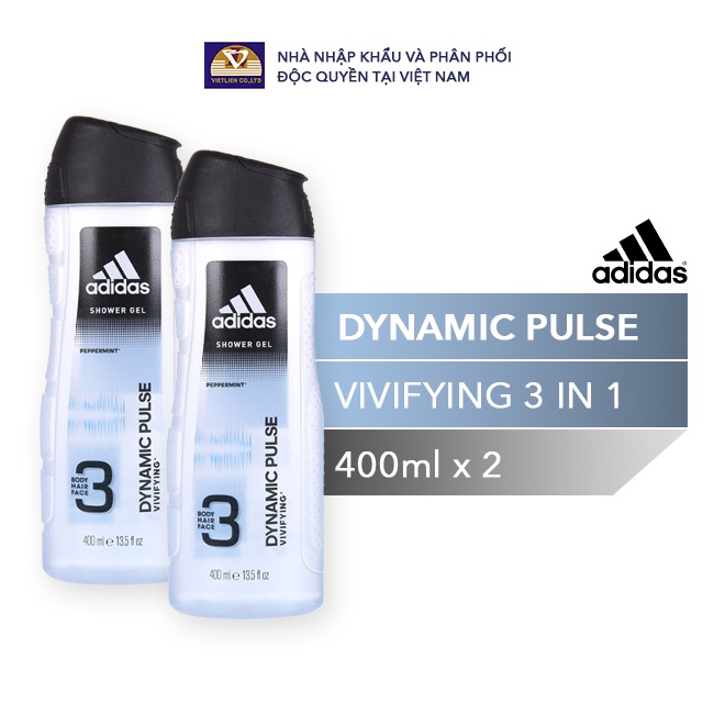 Combo 2 chai : Sữa tắm gội toàn thân Nam Adidas - Dynamic Pulse - 400ml