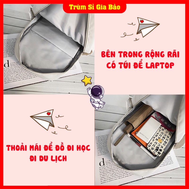 Cặp đi học nam nữ Ulzzang basic chống nước, balo laptop phong cách thời trang Unisex Hàn Quốc
