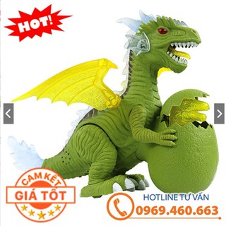 Khủng Long Rồng 1 đầu có cánh biết kêu ôm trứng, có đèn LED nhấp nháy cho bé chơi cực thích