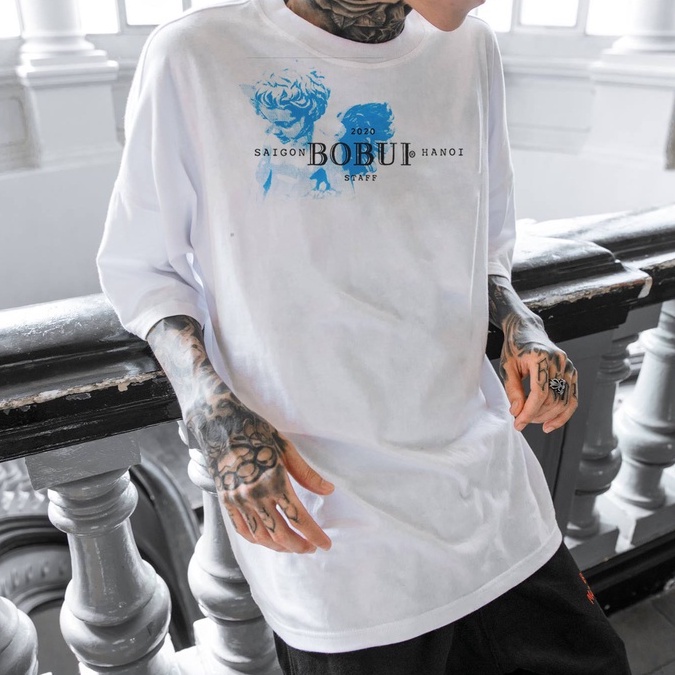 Áo thun BOBUI saigon ANGEL STAFF nam nữ unisex form rộng cổ tròn tay lỡ bigsize  T102