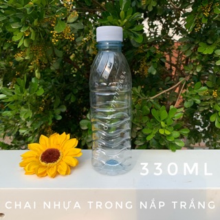 10 Chai nhựa 330ml nắp trắng - Chai sâm, chai suối..