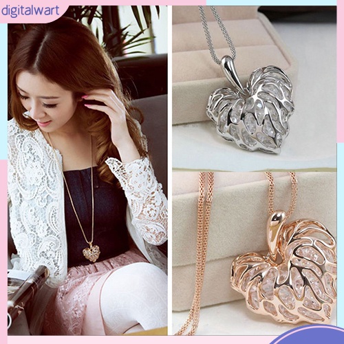 Dây chuyền dài mặt hình trái tim đính đá quý nhân tạo sang trọng cá tính dành cho nữ