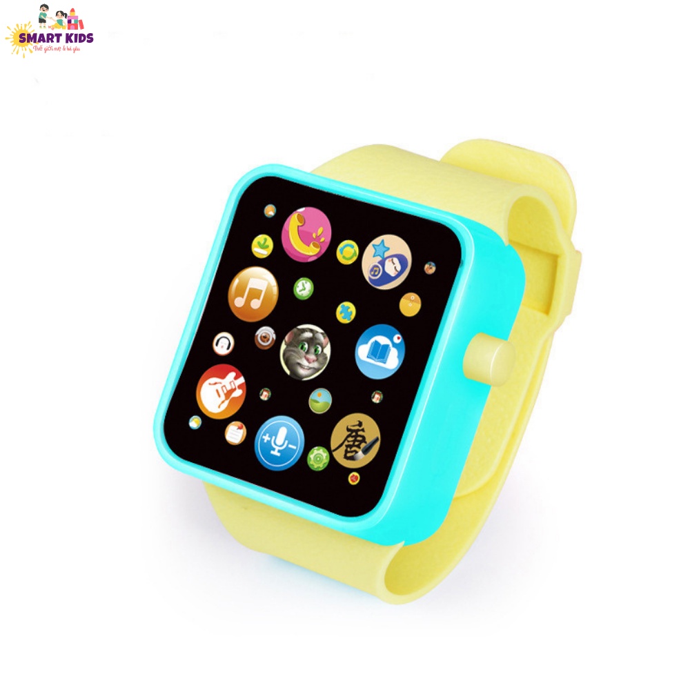 Đồng Hồ Đồ Chơi Cho Bé Mô Phỏng Apple Watch Cảm Ứng Phát Nhạc Đèn LED, Đồ Chơi Giao Dục Sớm Trẻ Em Smartkids