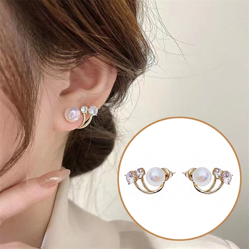Đôi Khuyên Tai Nữ Đính Ngọc Trai Xinh Xắn Thời Trang