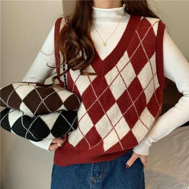 Gile Len Nữ Hoạ Tiết Caro, Áo Sát Nách Mix Sơ Mi