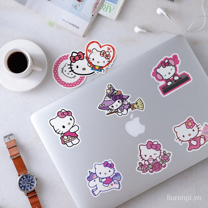 Bộ 50 Hình Dán Hello Kitty Dễ Thương Chống Thấm Nước