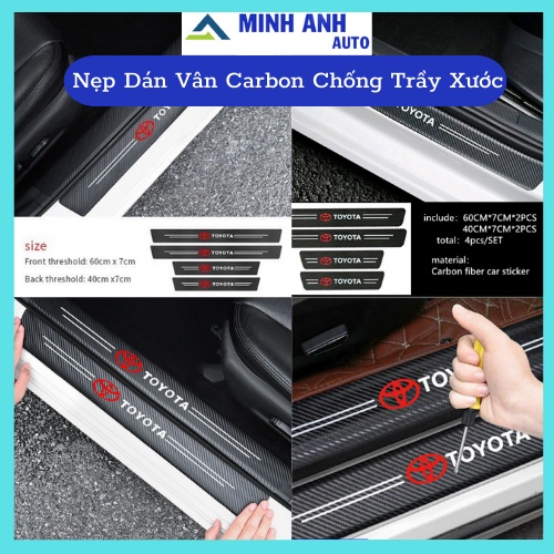 Nẹp Dán Vân Carbon Chống Trầy Xước Bảo Vệ Bậc Cửa Xe Hơi/ Bảo Vệ Cốp Sau Xe Hơi Cho Nhiều Hãng Xe