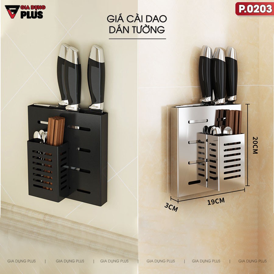 Giá cài dao kéo inox 304 cao cấp Gia Dụng Plus - dán tường siêu chắc, không cần khoan tường