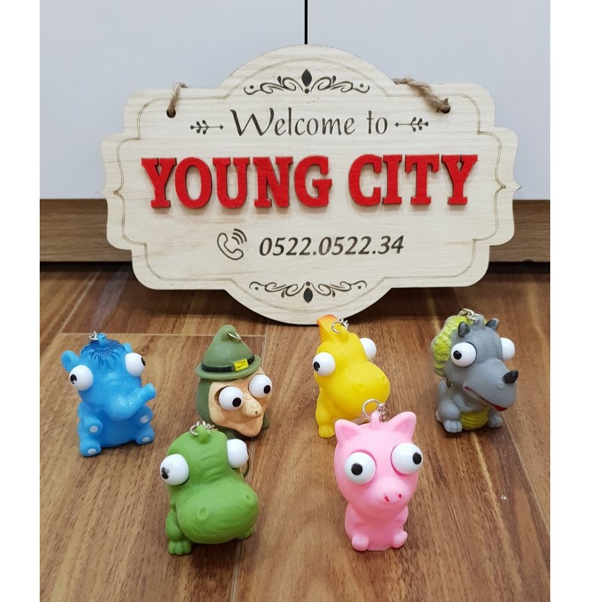 Móc Treo Chìa Khóa Hình Thú Mắt Lồi Siêu Cute Jhàng chính hãng