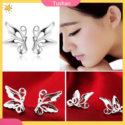 Hoa tai mạ bạc hình bướm xinh xắn dành cho nữ