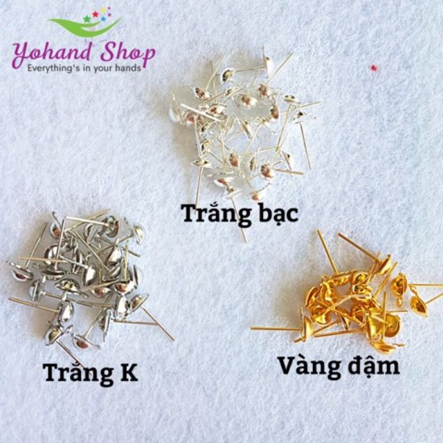 Bông tai, khuyên tai đầu bán nguyệt + đế nhựa ( gói 100 đôi)