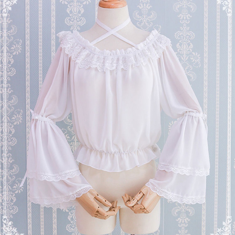 Áo Voan Trễ Vai Phong Cách Lolita Xinh Xắn Dành Cho Nữ