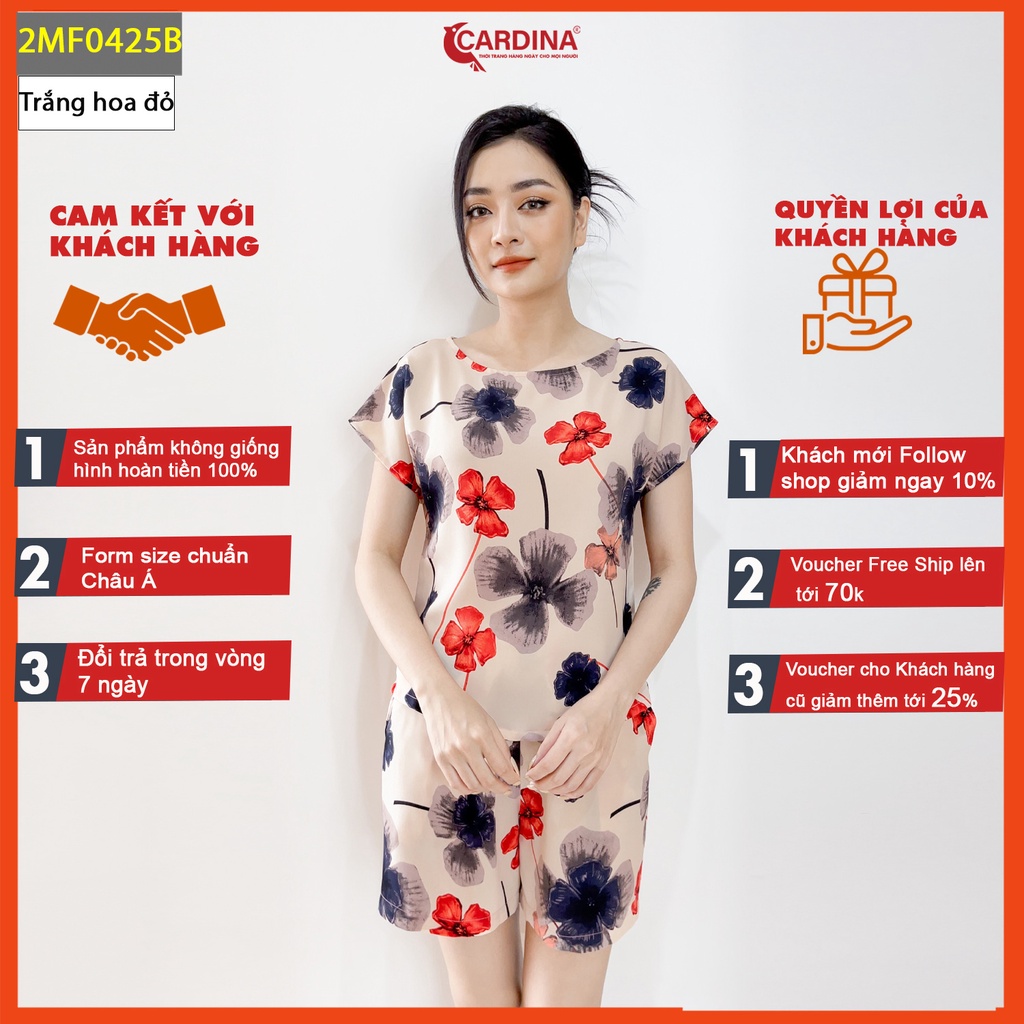 [Mã SKAMFSW175 giảm 10K đơn 50K] Đồ Bộ Nữ CARDINA Chất Lụa Mango Cao Cấp Áo Cộc Tay Quần Đùi Họa Tiết Hoa Nữ Tính 2MF04