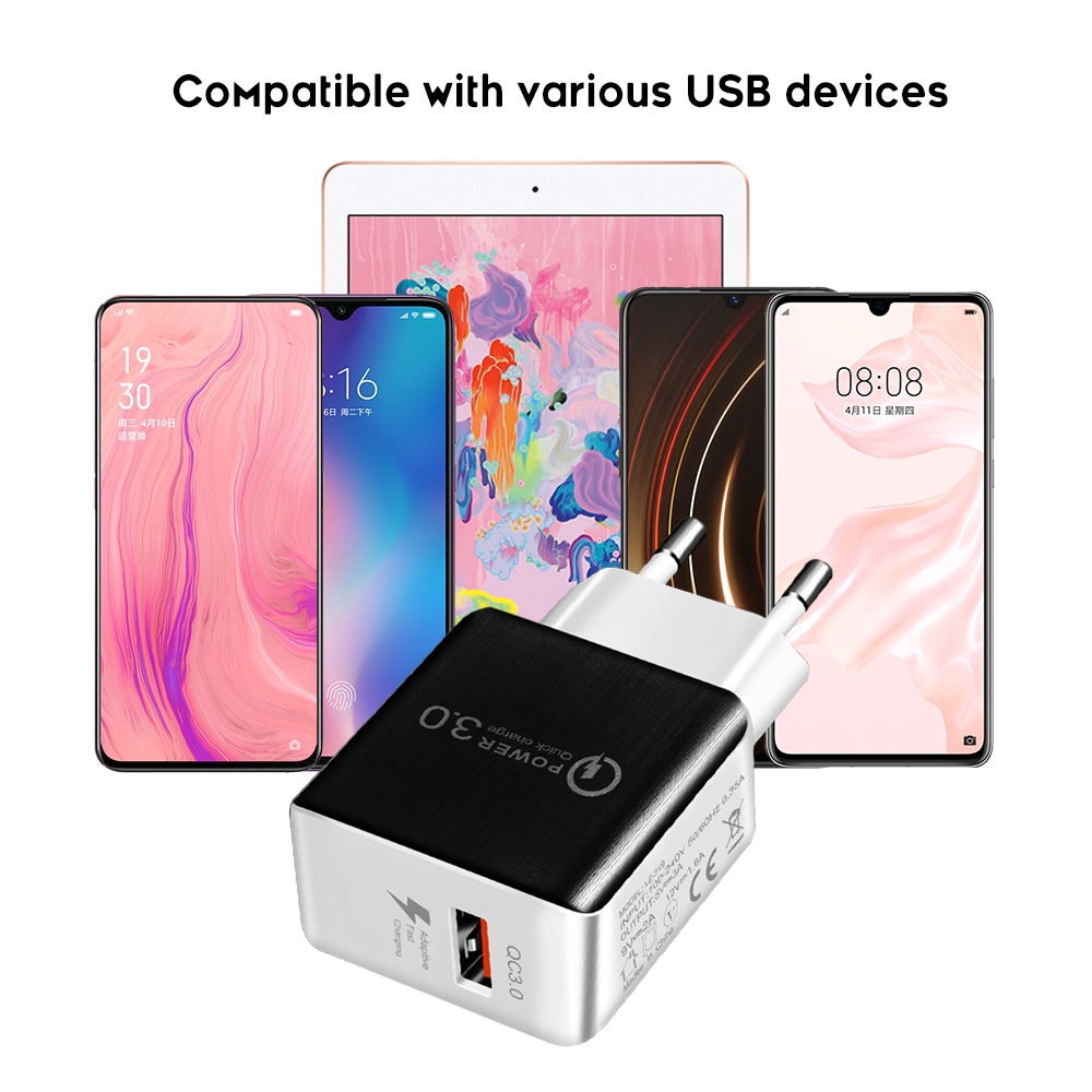 QC3.0 Fast Charger EU US Plug Portable Travel Quick Charger Adapter