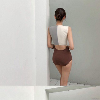 [Còn M] Bikini liền kéo khoá pha màu gọn dáng