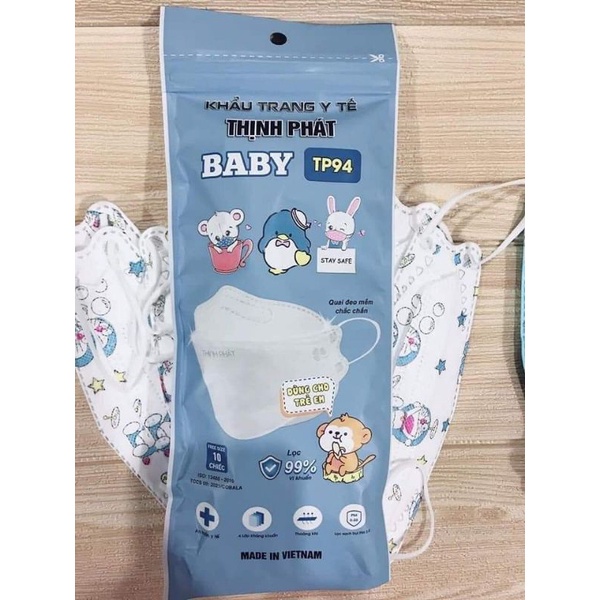 Sét 10 khẩu trang họa tiết 4D kf 94 dày đẹp cho bé