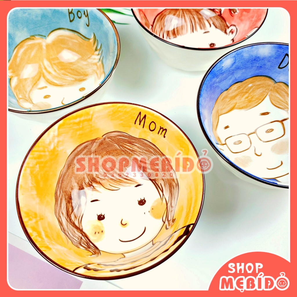 Bát Ăn Dặm Gốm Sứ Bát Ăn Cơm Gia Đình Decor Dễ Thương Cute 350ml Shop Mẹ Bí Đỏ
