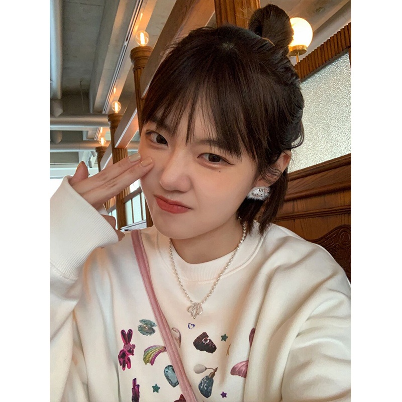 Áo sweater SELVZE cotton mỏng tay dài dáng rộng phong cách Mỹ retro chất lượng cao thời trang cho nữ
