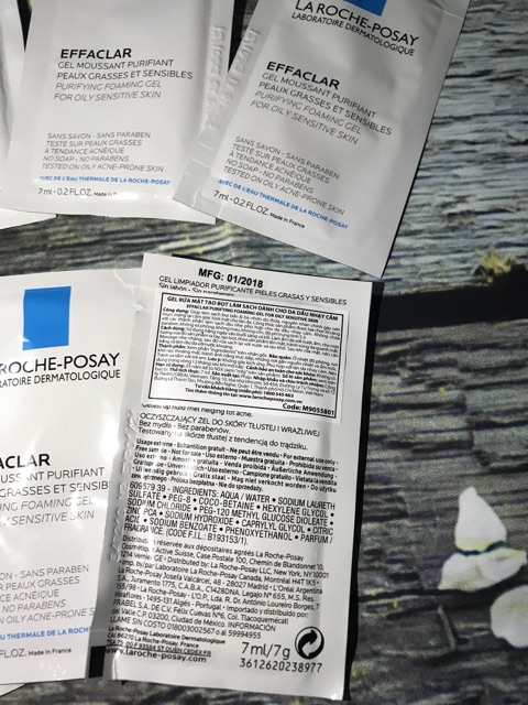 Sample Gói Gel Rửa Mặt Cho Da Dầu - Da Hỗn Hợp Dầu LarochePosay Effaclar Gel