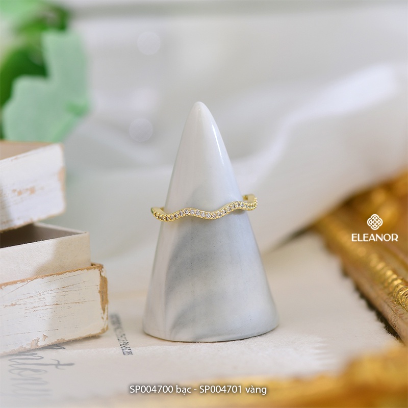 Nhẫn nữ hở bạc 925 Eleanor Accessories đính đá phụ kiện trang sức dáng lượn sóng thời trang