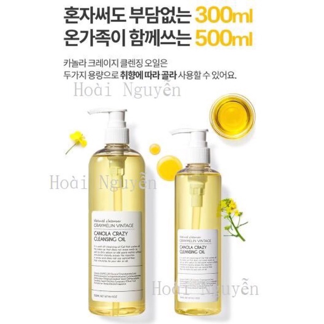 Dầu tẩy trang hoa cải Graymelin Canola Crazy Cleaning Oil (kèm bill)