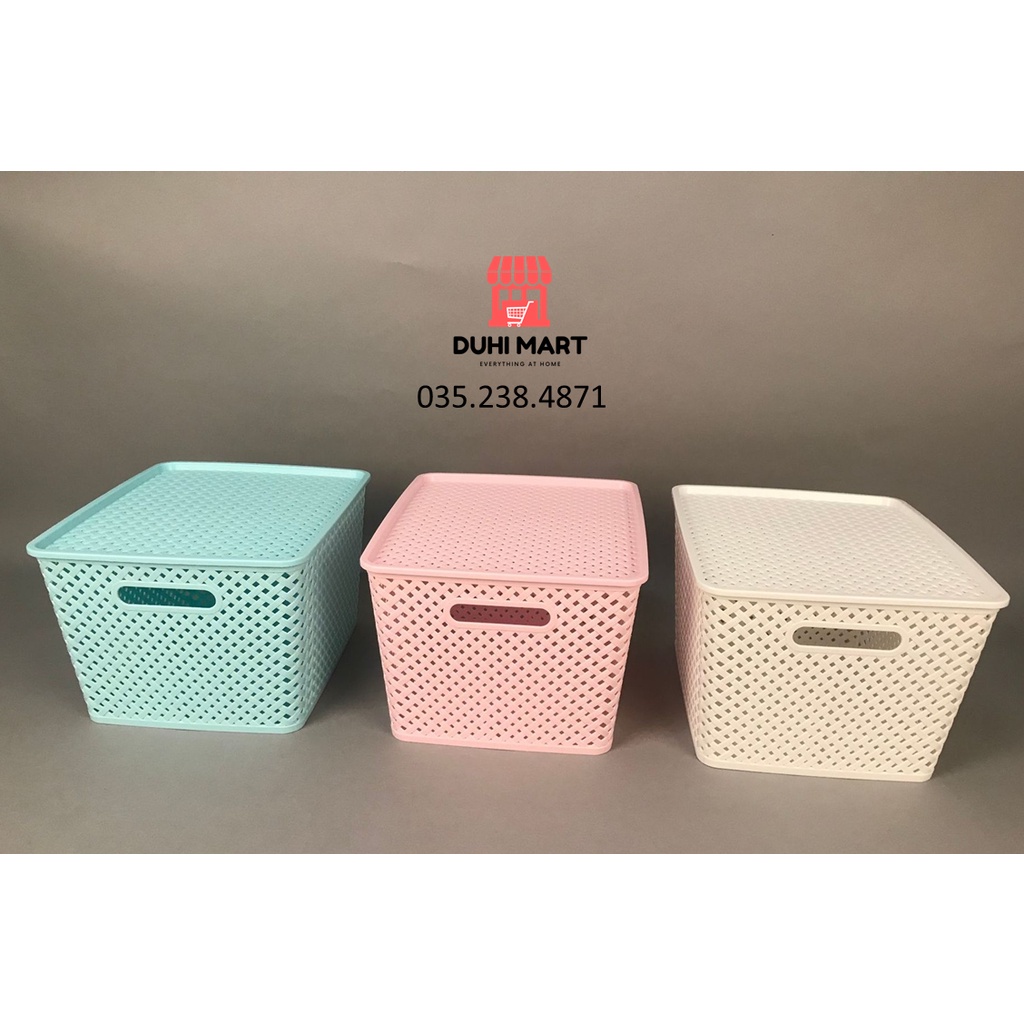 Giỏ Đựng Quần Áo, Giỏ Nhựa Đựng Đồ Có Nắp Hàn Quốc Song Long Cỡ Bé 2572