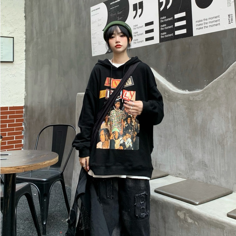 Thời Trang Áo Hoodie Tay Dài Dáng Rộng In Hình Nhân Vật Phong Cách Hip Hop Hàn Quốc | BigBuy360 - bigbuy360.vn