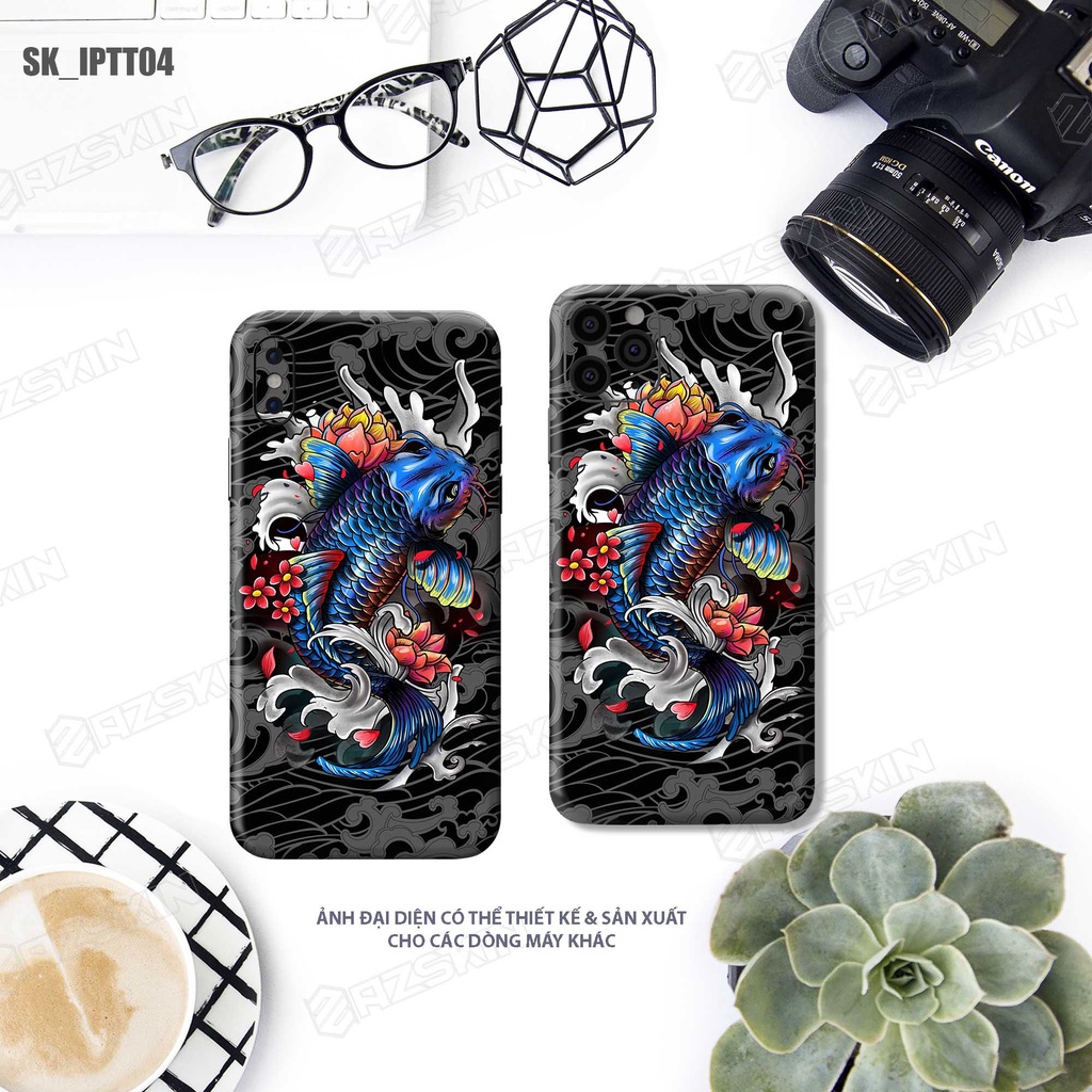 Miếng Dán Skin Cá Chép Dành Cho IPhone 12/13/14 Pro Max |SK_IPHTT04| Chất Liệu Nhập Khẩu, Khuôn Cắt CNC Dán Lưng Viền