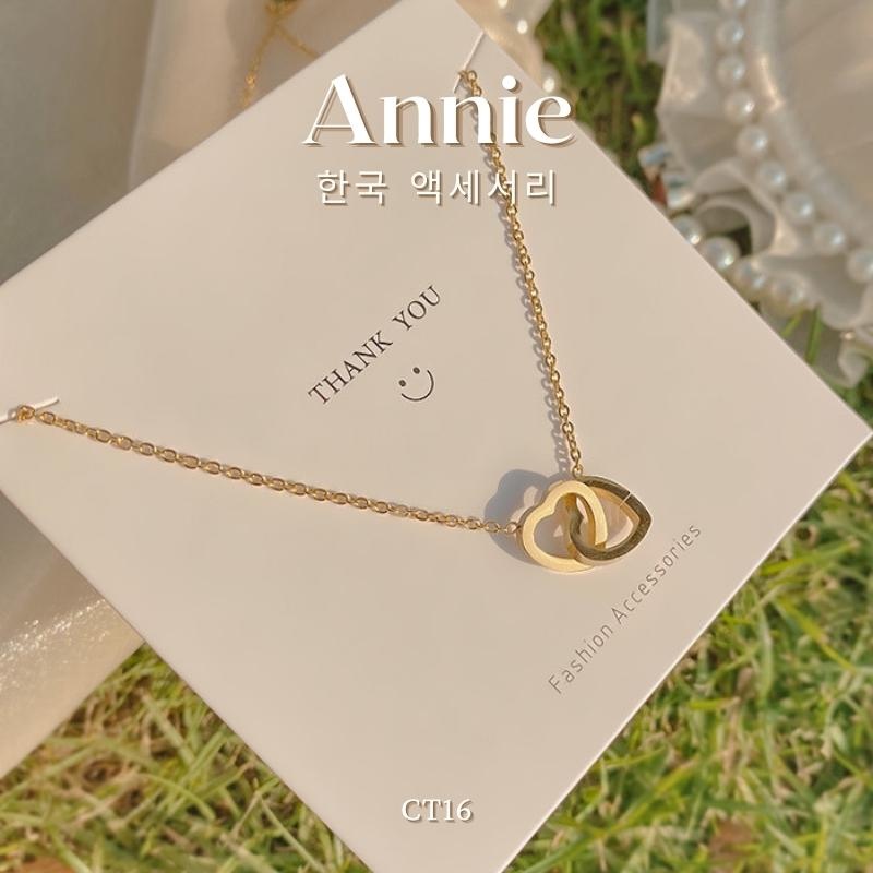 Dây chuyền titan, vòng cổ sợi mảnh hình tim đôi nữ tính ANNIE CT16