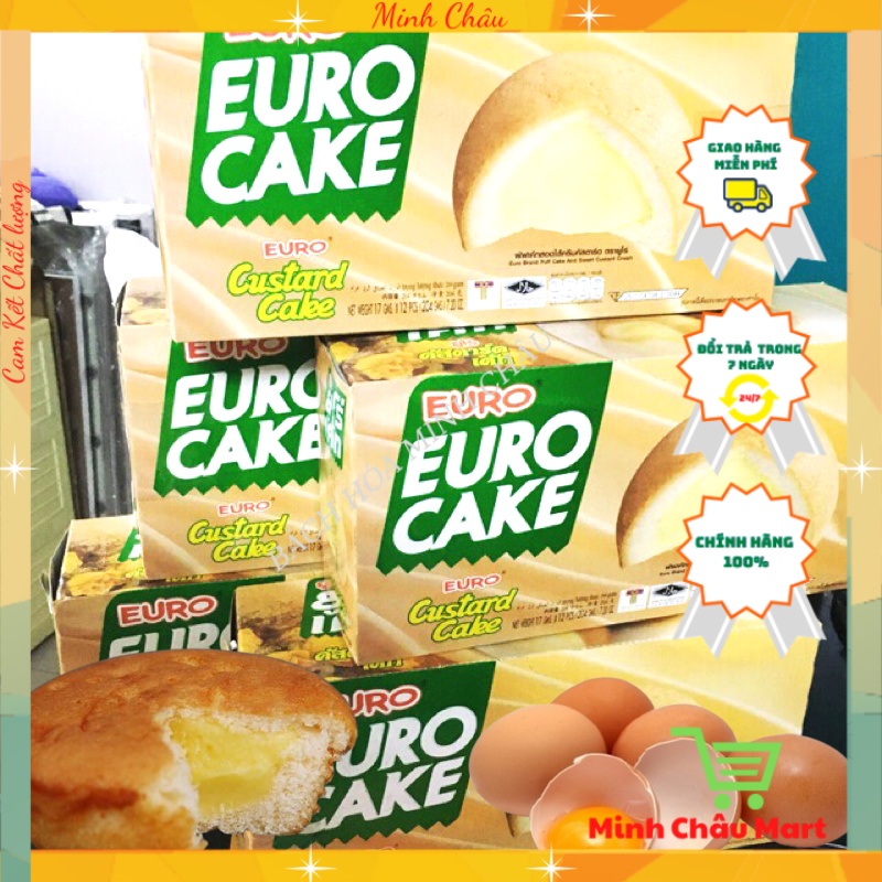 Bánh Trứng Thái Lan Euro Cake Custard Cake 204g Hộp Giấy Hình Chữ Nhật