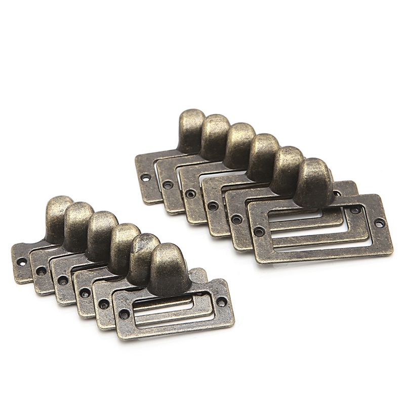 Set 6 Tay Nắm Gắn Thẻ Tên Bằng Đồng Thau Kiểu Cổ Điển Tiện Dụng