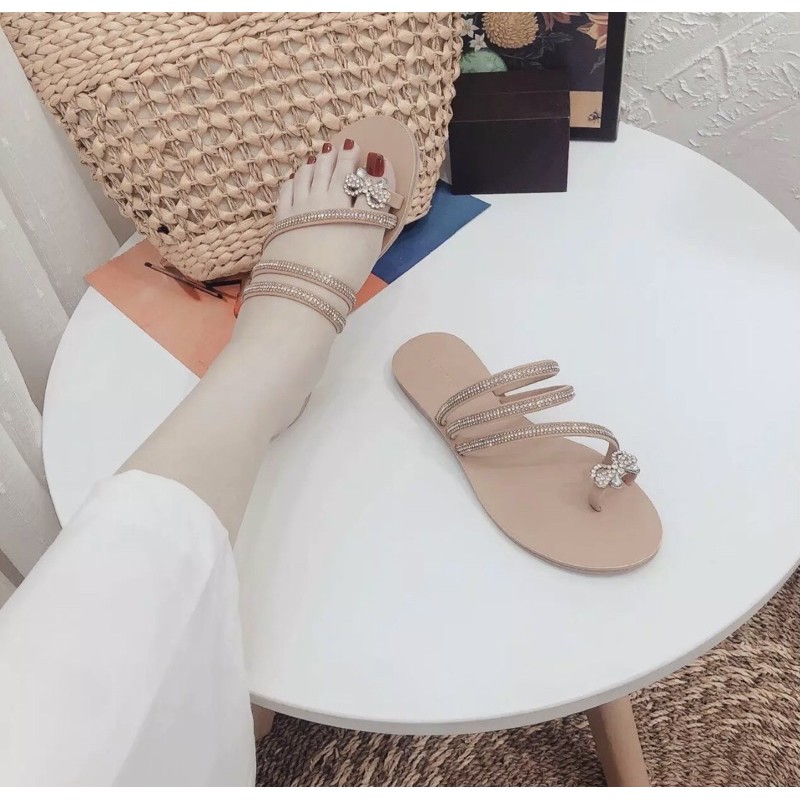 Dép kẹp xỏ ngón đính xoàn nơ bướm xinh N01