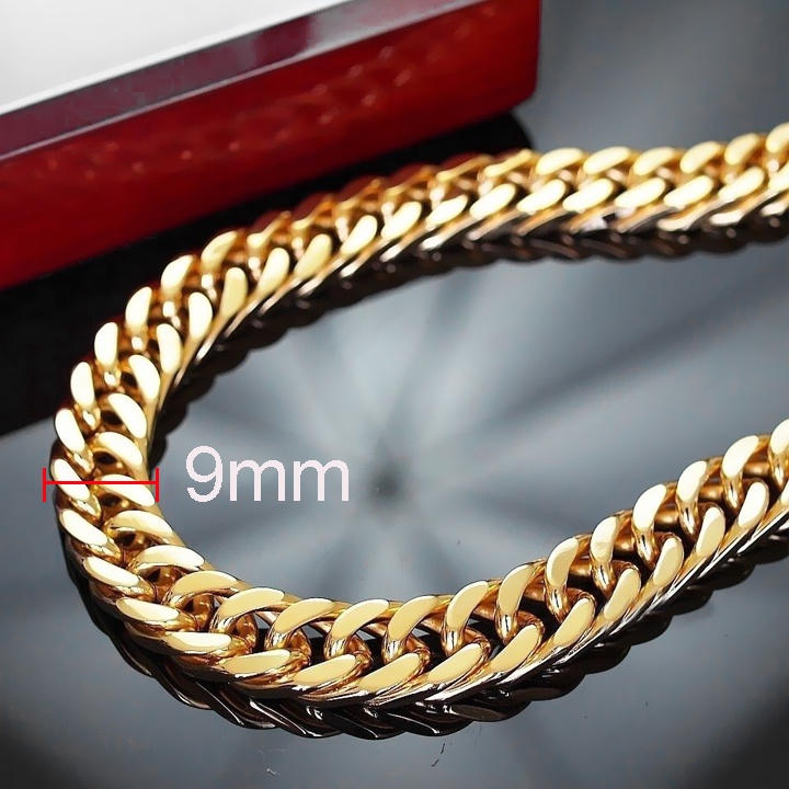 Dây chuyền nam inox kiểu lặc đôi 9mm mạ vàng siêu đẹp, bền màu - Đem lại đẳng cấp phong độ cho người đeo
