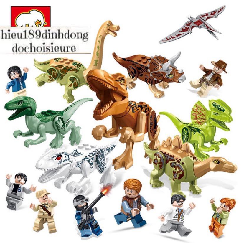 Lắp ráp xếp hình Lego Jurassic World Dinosaur 1170 : Khủng long kèm người mini (ảnh thật)