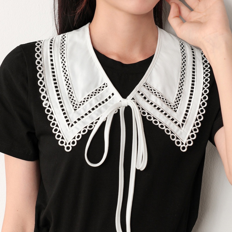 Khăn Choàng Lưới Quấn Cổ Thêu Họa Tiết Thắt Nơ Có Thể Tháo Rời Cho Nữ Shr