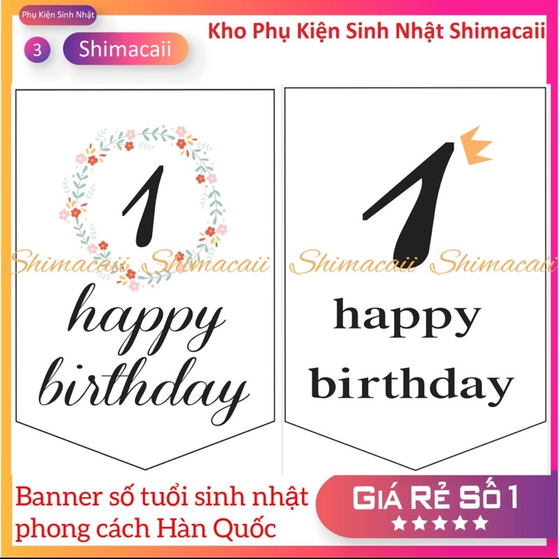 BANNER SỐ TUỔI TRANG TRÍ SINH NHẬT THEO PHONG CÁCH HÀN QUỐC CHO BÉ