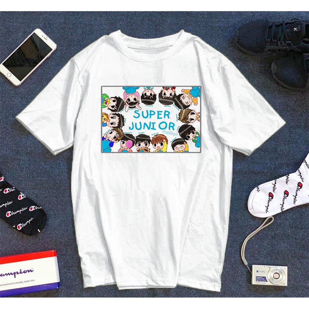 Áo thun Cotton Unisex - Fan Super Junior Hàn Quốc - K-Pop - Chibi - SuJu baby