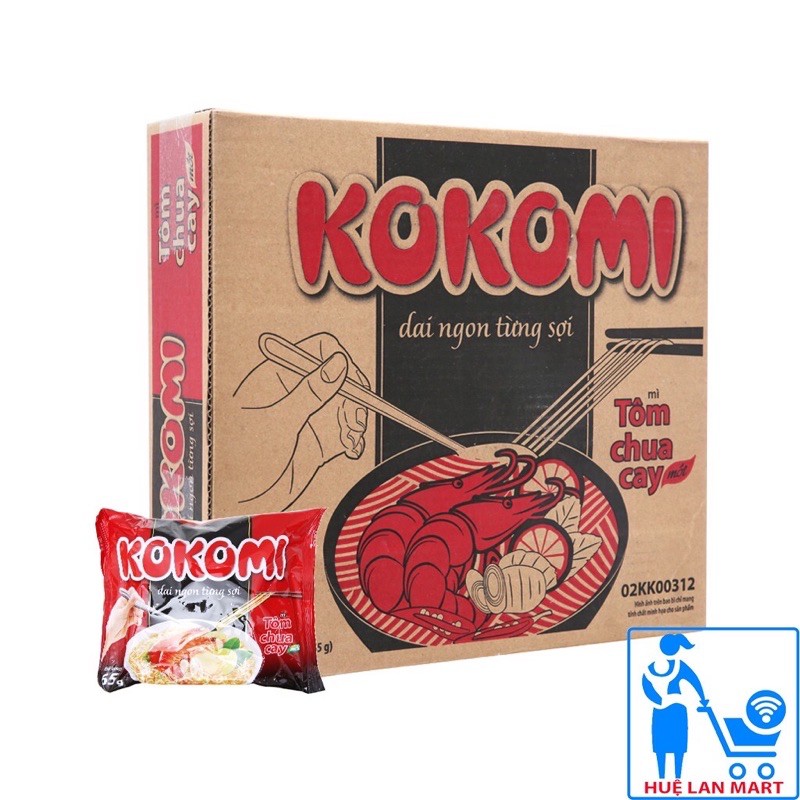 Thùng 30 Gói Mì Tôm Kokomi Chua Cay 65g