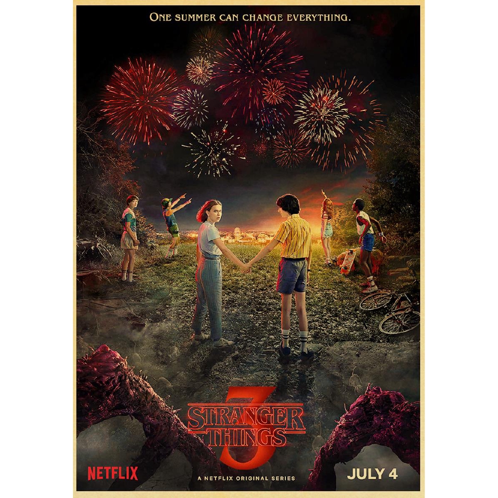 Tranh treo tường hình phim Stranger Things Season 3 bằng giấy Kraft kích thước 42*30cm 2019