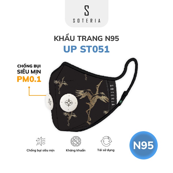 Khẩu trang thời trang Soteria Up ST051 - N95 lọc 99% bụi mịn 0.1 micro - Size S,M,L