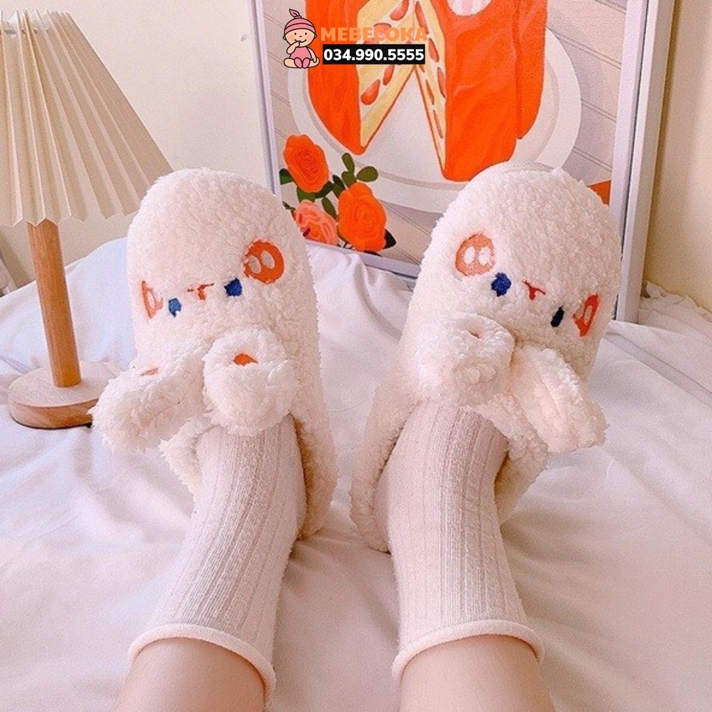 Dép Bông Gấu Xinh Xắn đi trong nhà, đi chơi ấm áp dễ thương