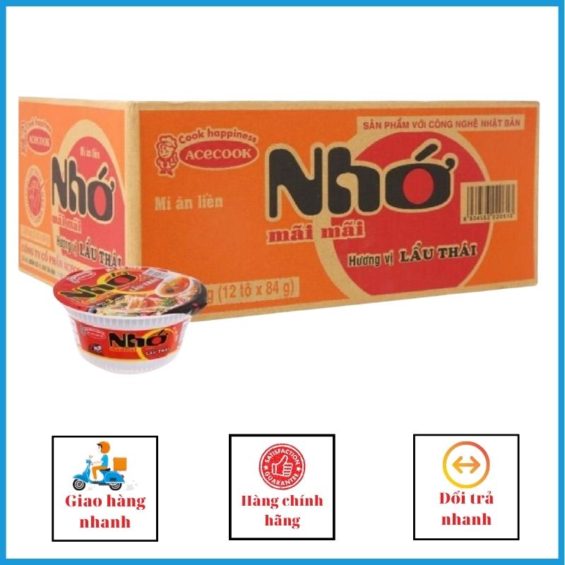 Nhớ Mãi Mãi Hương Vị Mì Lẩu Thái Tôm thùng 12 tô x84g MMLTT01