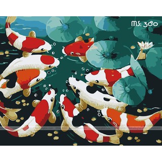 Tranh sơn dầu số hóa tự tô cá koi mới 380