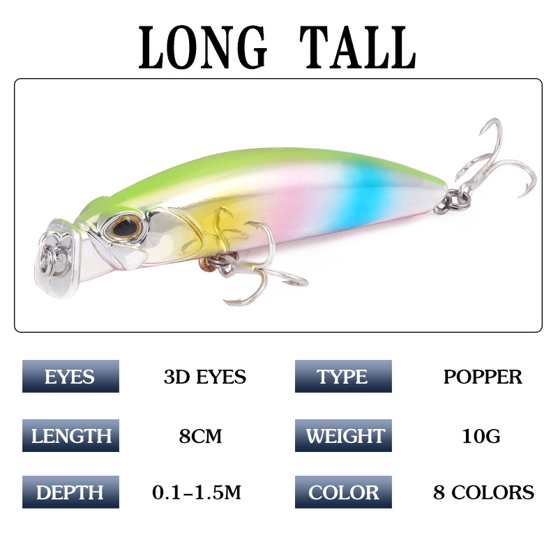1 Mồi Câu Cá Giả Bằng Nhựa 8cm / 10g Có Mắt 3D