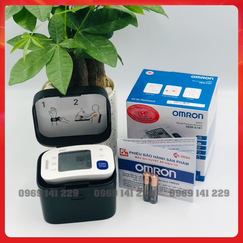 Máy đo huyết áp cổ tay OMRON HEM-6181, bảo hành 5 năm, nhỏ gọn, tiện mang đi, chính xác cao